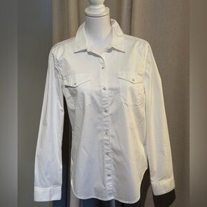 Calvin Klein Jeans Women’s NWT White Western Style Pearl Snap Shirt Size M